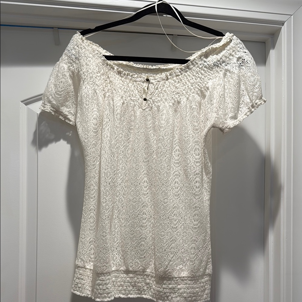 Elegant White Lace Off-Shoulder Top